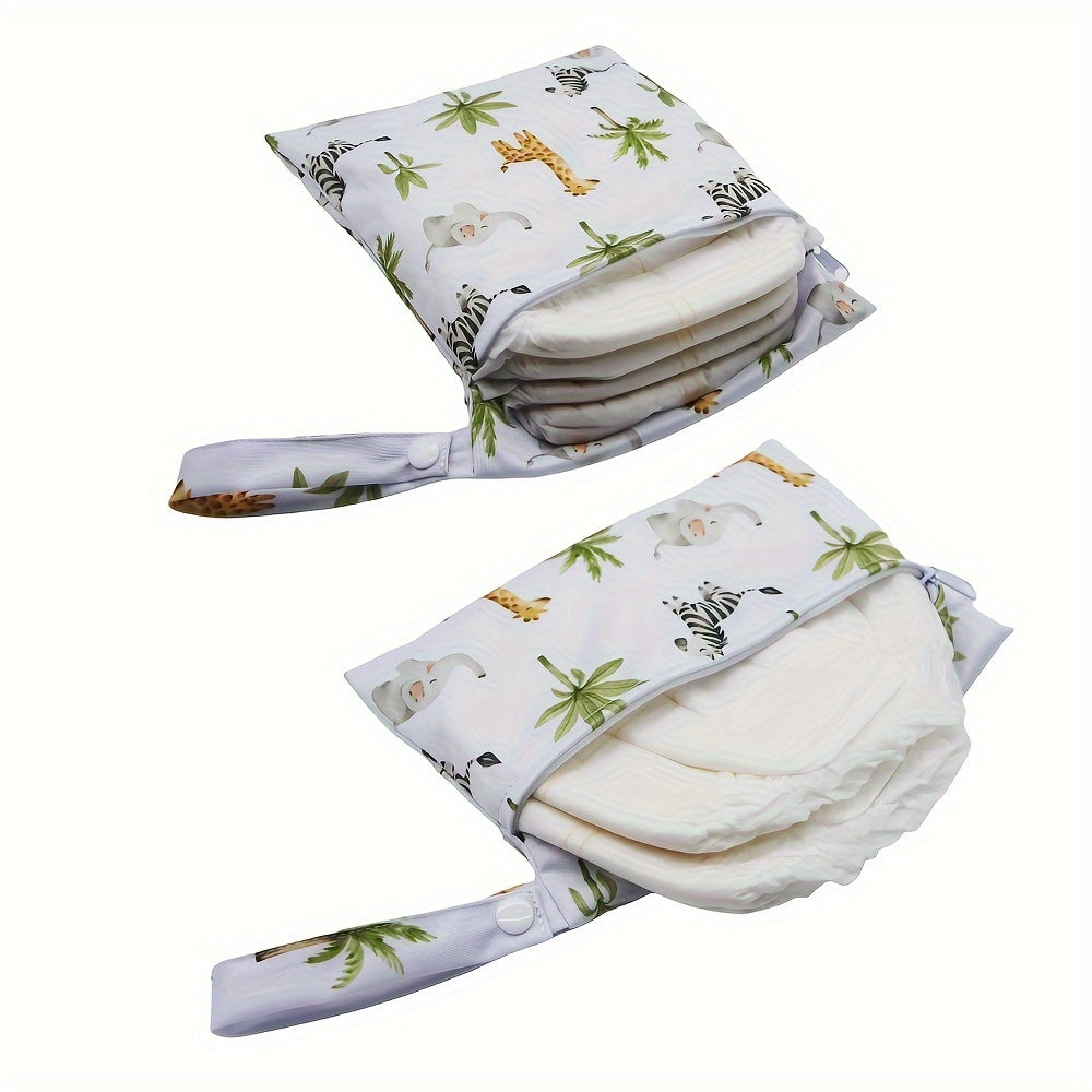 2pcs Animals Prints Beach Diaper Cloth Nappy Laundry Swimmer Wet Dry Pouch