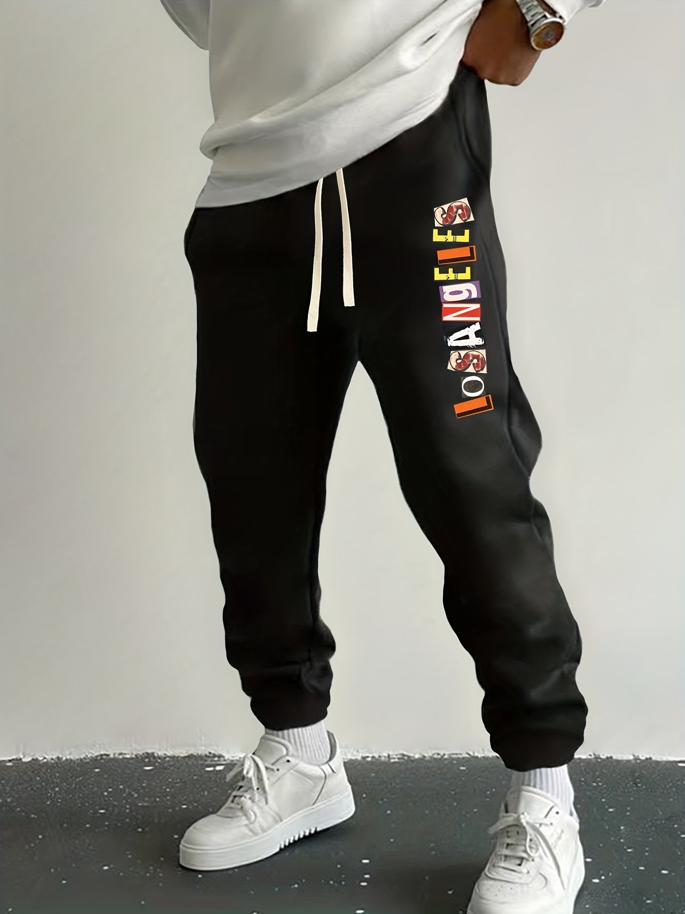 LA Print Drawstring Sweatpants Loose Fit Casual Joggers Spring Autumn