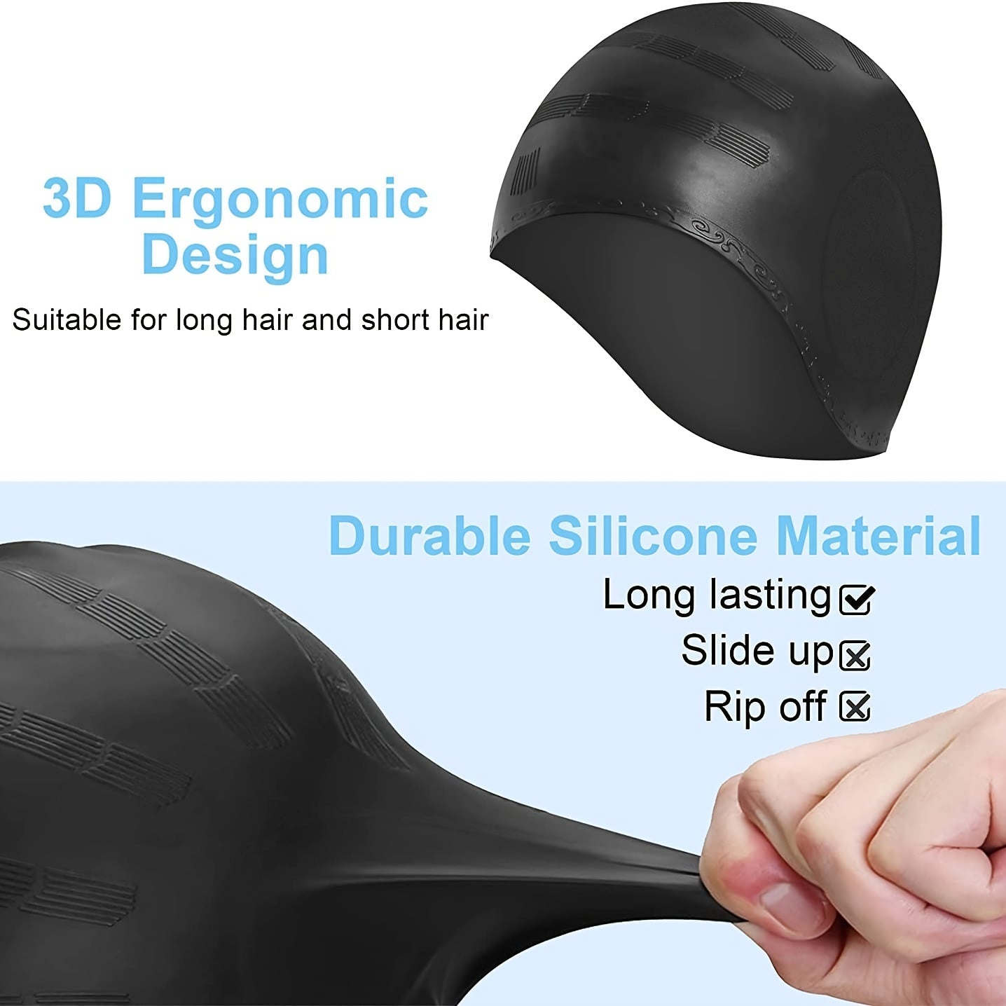 Silicone Swimming Cap with Ear Protection for Men and Women