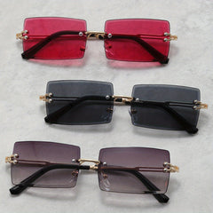 3 Pairs Men's Rimless Square High Definition UV Protection Sunglasses