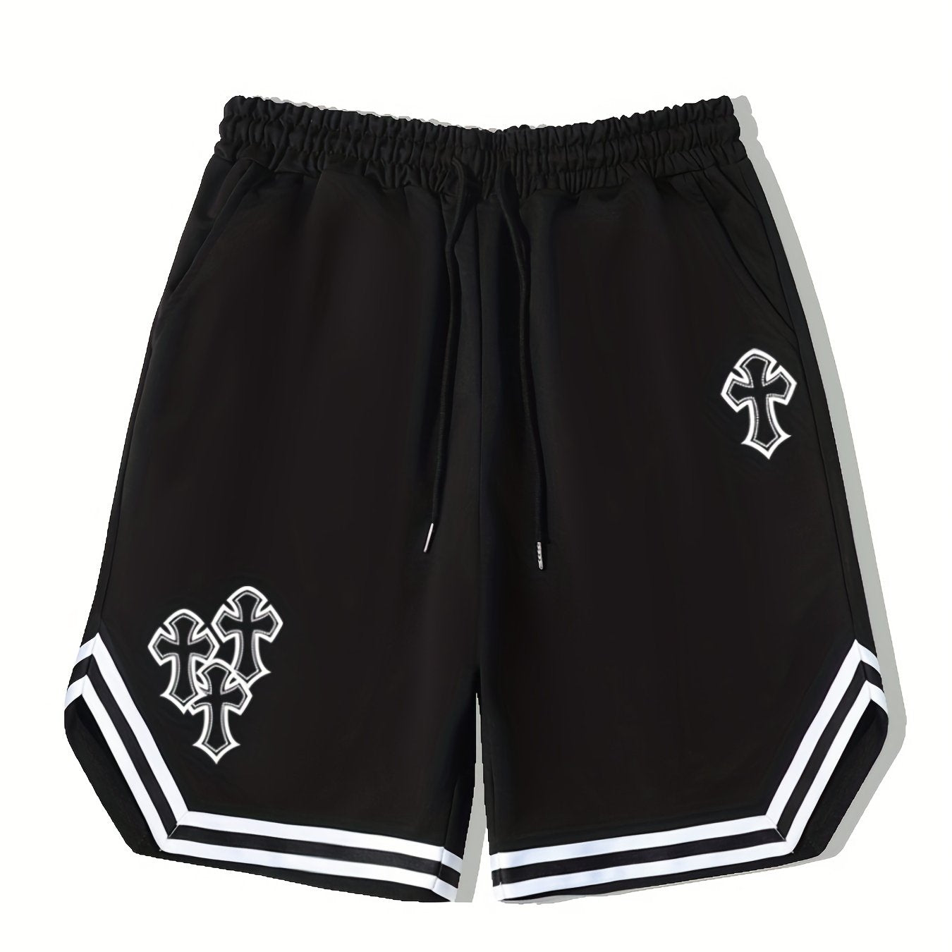 Men's Cross Graphic Drawstring Stretchy Shorts