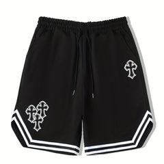 Men's Cross Graphic Drawstring Stretchy Shorts