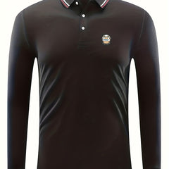 Men's Vintage Polo Shirt Casual Stretch Lapel Button Up Polo Shirt