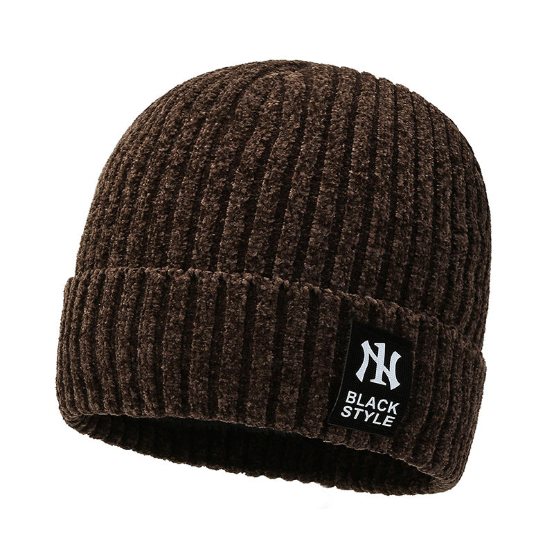 Men's Plush Knitted Hat Snow Nile Wool Line Ear Protection Youth Cold Proof
