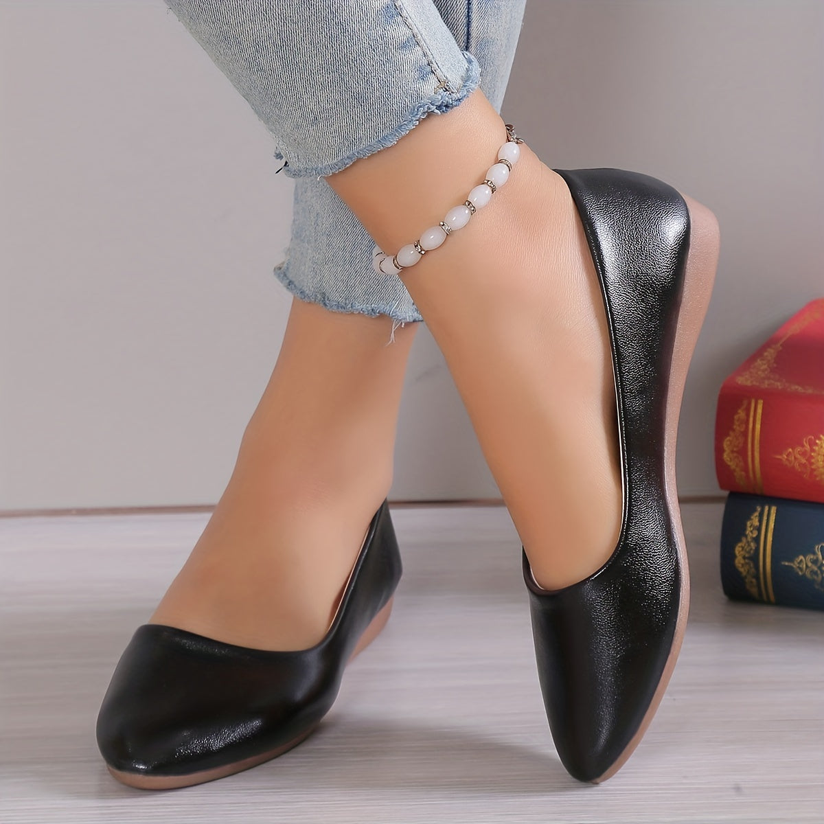 Women's Pointed Toe Ballet Flats Soft Slip-On Shoes