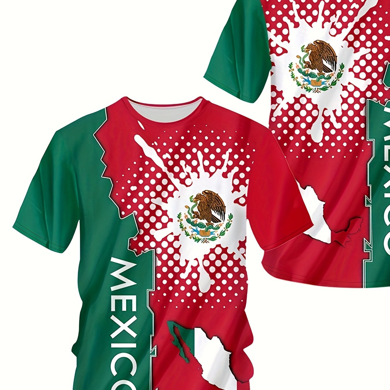 MEXICO Eagle Pattern Men's Block Short Sleeve Sports T shirt