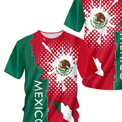 MEXICO Eagle Pattern Men's Block Short Sleeve Sports T shirt