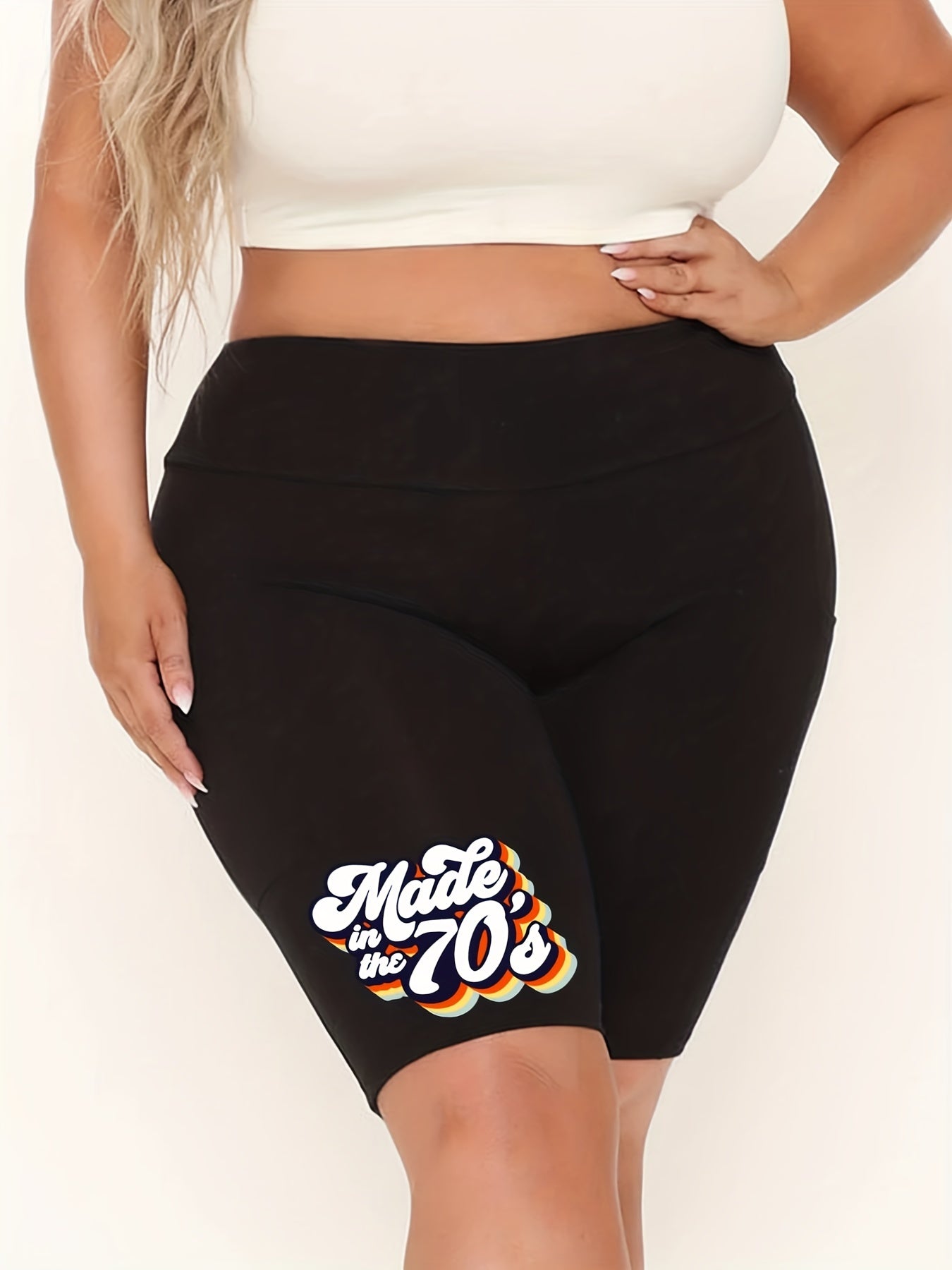 Women's Plus '70s' Print High Rise Bike Shorts