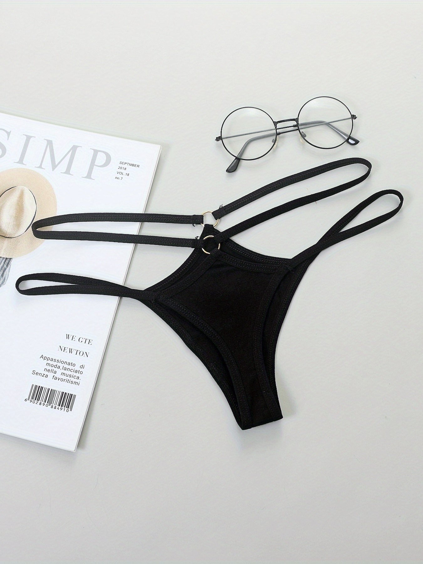 4 Pcs Double Thin Straps Thongs Hollow Out Panties Women's Lingerie