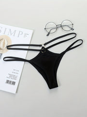 4 Pcs Double Thin Straps Thongs Hollow Out Panties Women's Lingerie