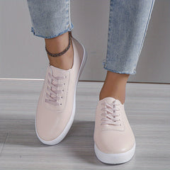 Women's Minimalist Solid Sneakers Low Round Toe Lace-Up Outdoor Shoes