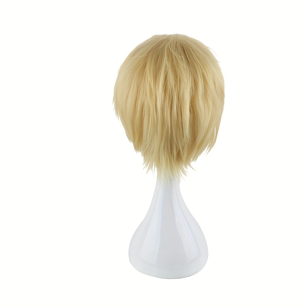 Men's 12 Inch Golden Anime Dress Up Wig Cosplay Wig