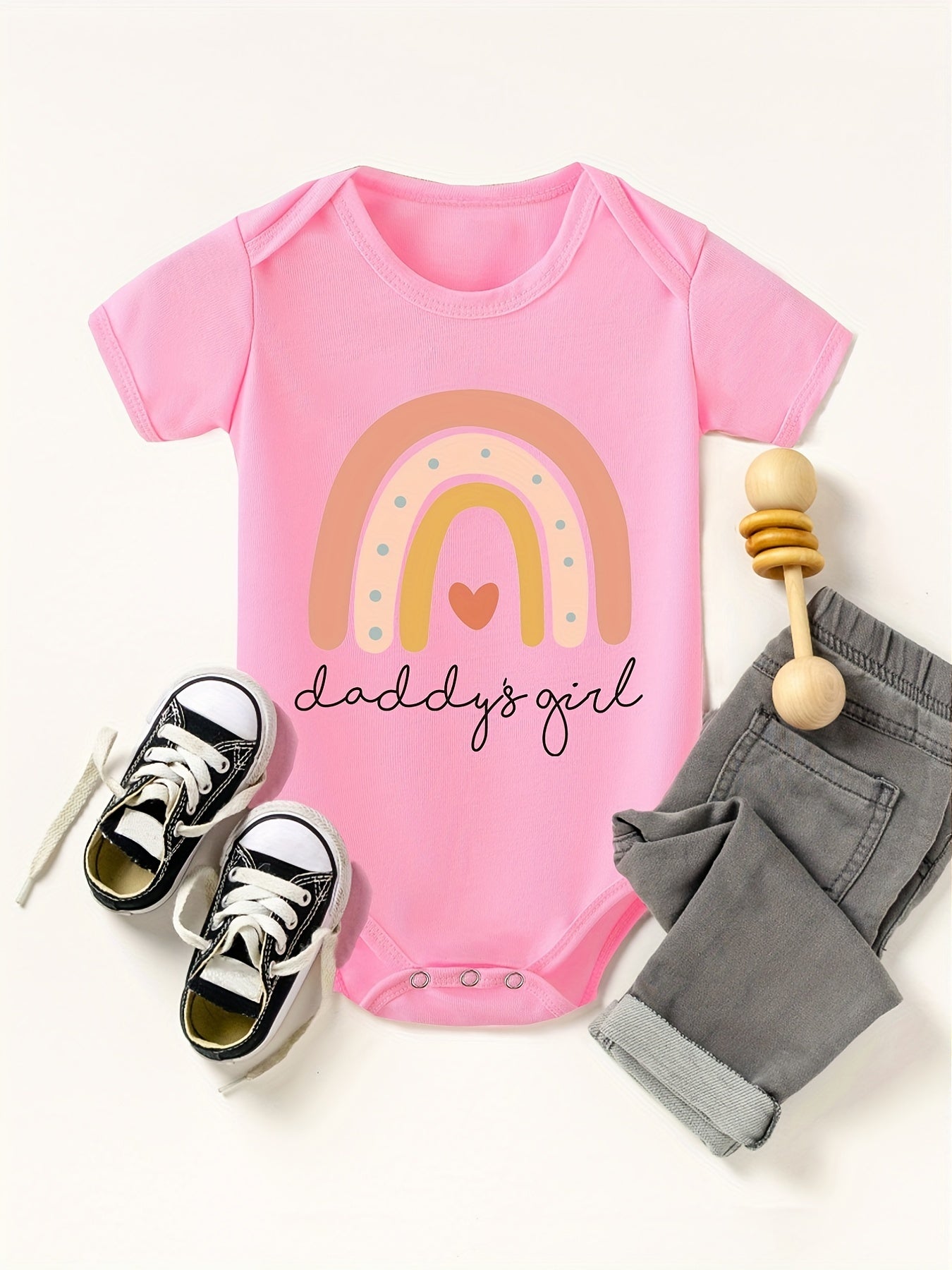Baby Girls Casual Daddy s Girl Short Sleeve Round Neck Onesie Clothes