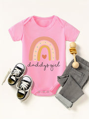 Baby Girls Casual Daddy s Girl Short Sleeve Round Neck Onesie Clothes