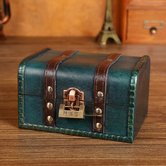 Retro Jewelry Storage Box Buckle Lid Earring Wooden Basket