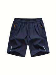 Men's Running Shorts Zipper Pockets Stretch Drawstring Outdoor Gym Shorts
