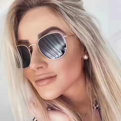 Square Vintage Sunglasses Men Women Sun Glasses Female Metal Lens