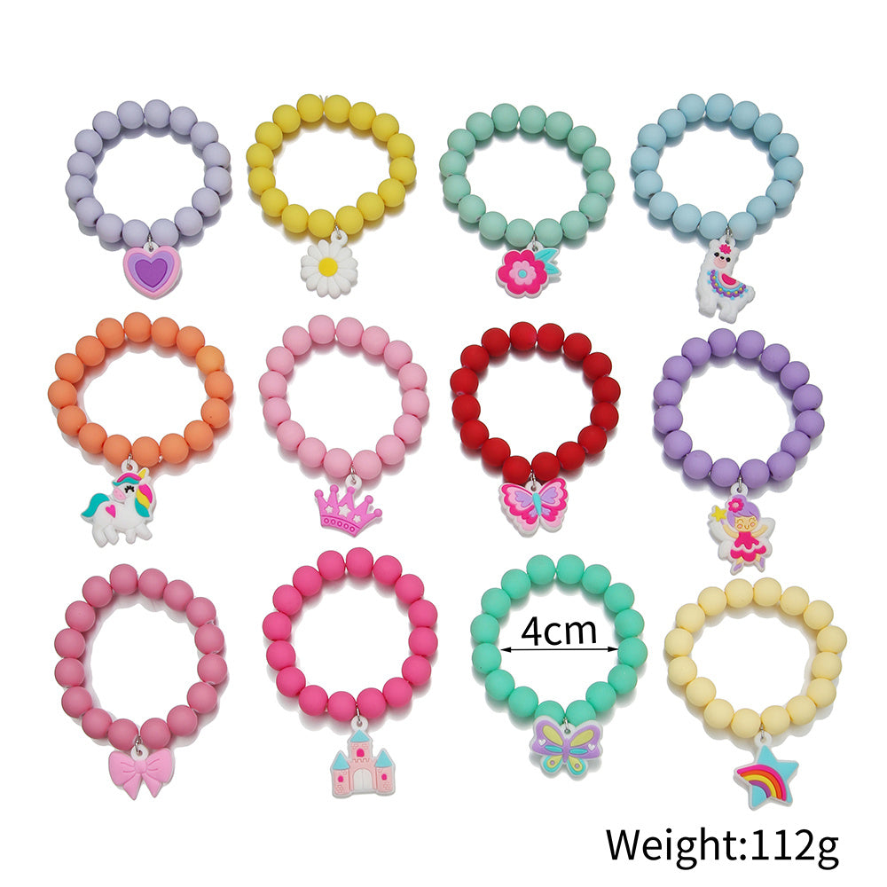 12pcs Girls Unicorn Alpaca Butterfly Crown Bracelet Set