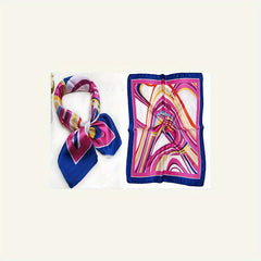 Stripe Print Neckerchief Silk Square Scarf Head Wrap Hair Accessory