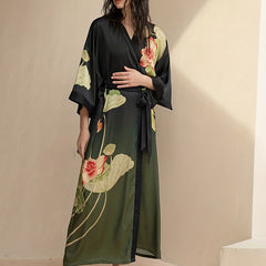 Nightgown Women's Plus Ombre & Floral Print Long Sleeve