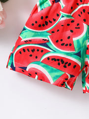 Toddler Girls Watermelon Print Romper Headband Summer Clothes