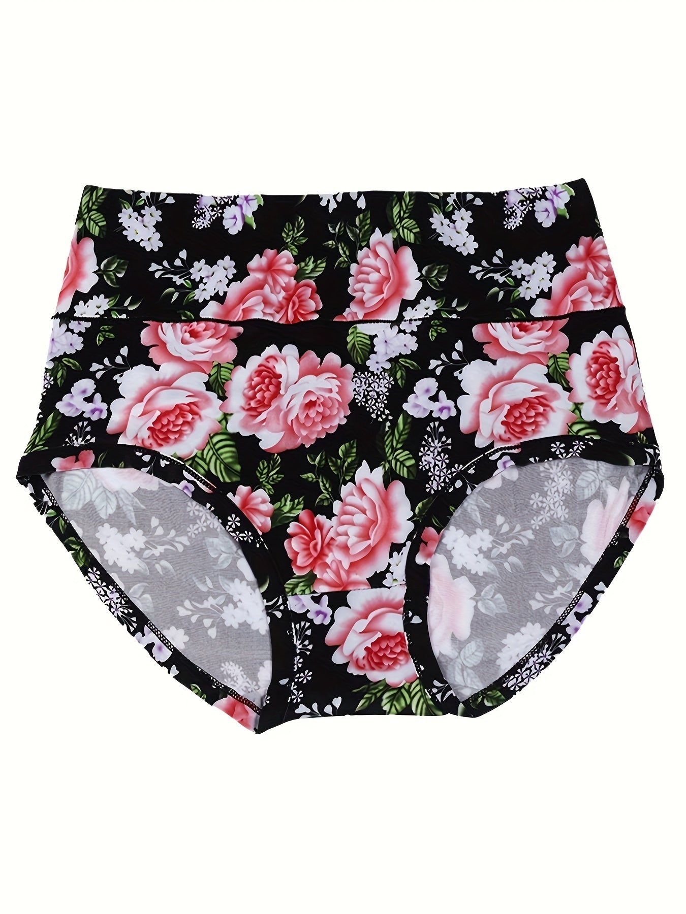 4 Pack Women's Plus Floral Print Soft Briefs Set