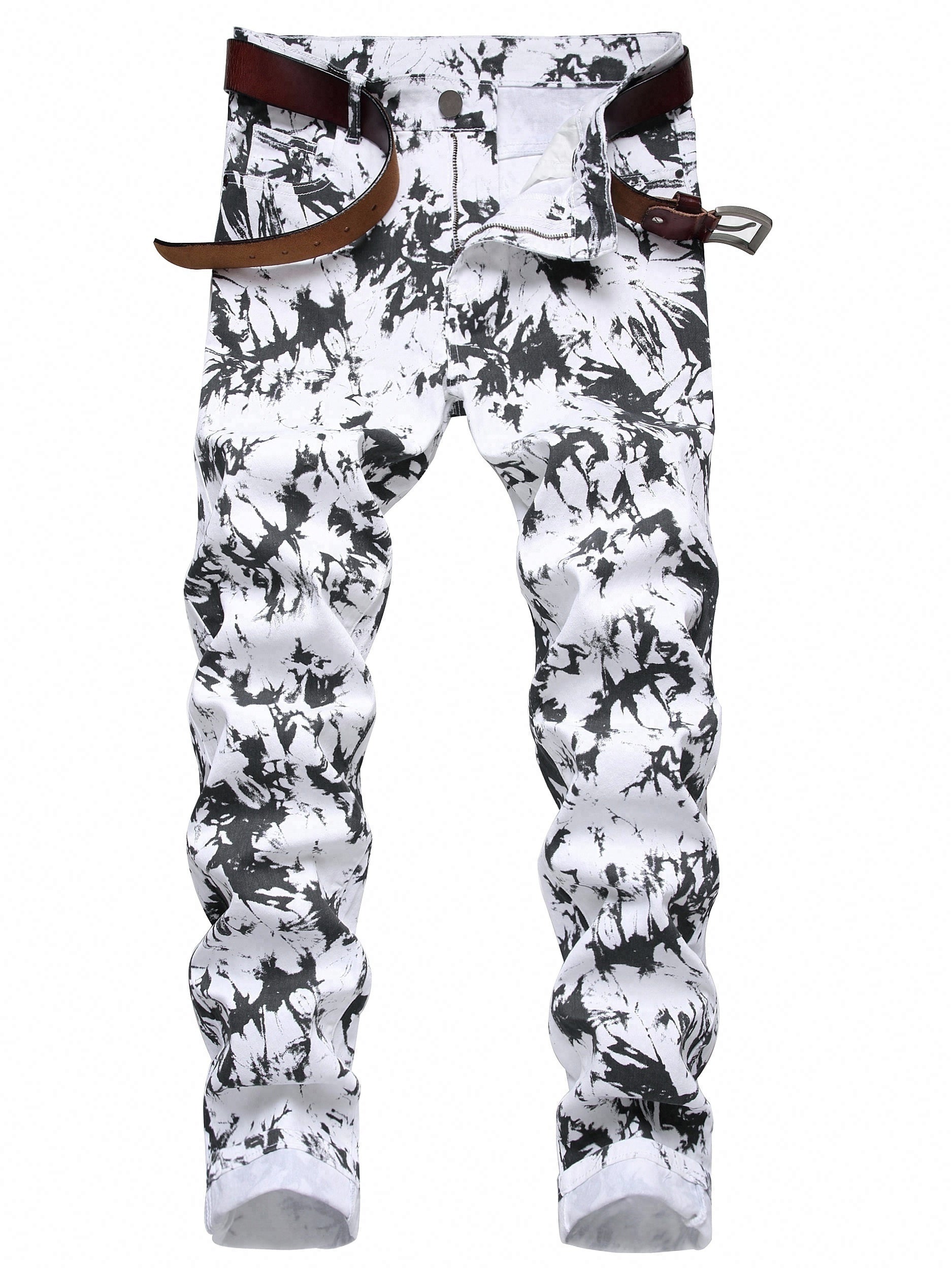 Men's Slim Fit Printed Jeans for All Seasons