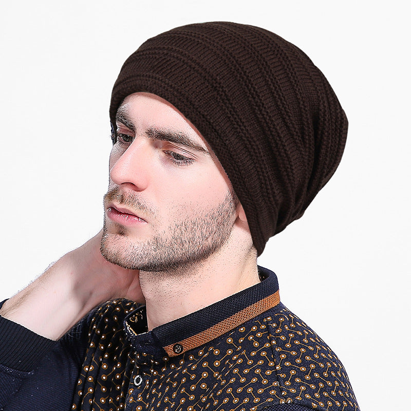 Double Layer Fleece Winter Men Warm Knitted Hat for Snow