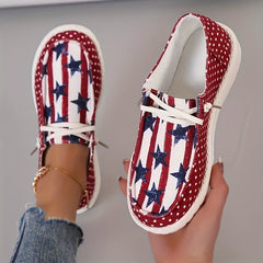 Women's Stars Pattern Canvas Shoes Casual Lace Up Outdoor Shoes Lightweight