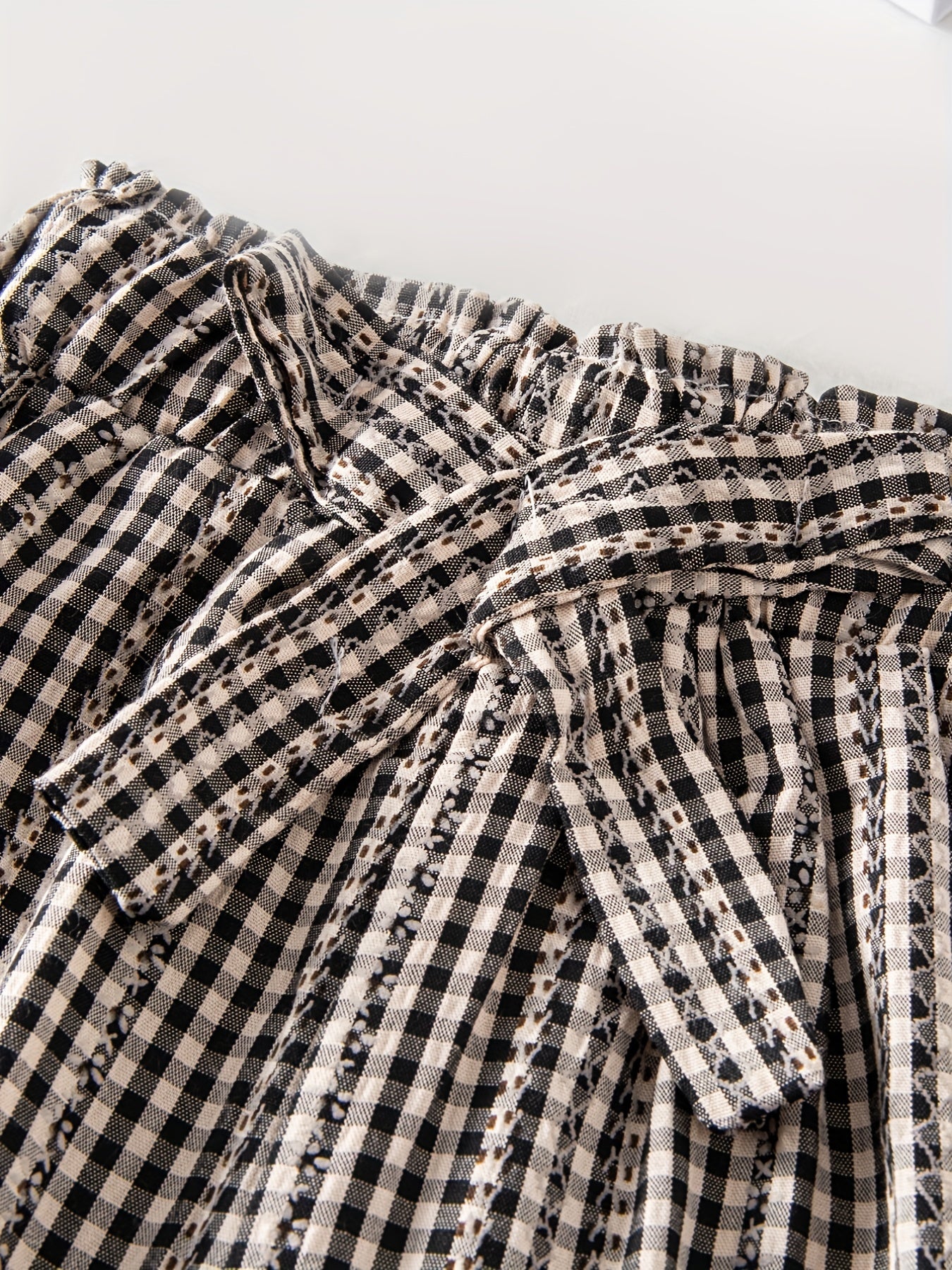 Girls Casual Plaid Loose Fit Pants For Kids Summer