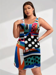 Colorblock Polka Dot Pajama Tank Dress