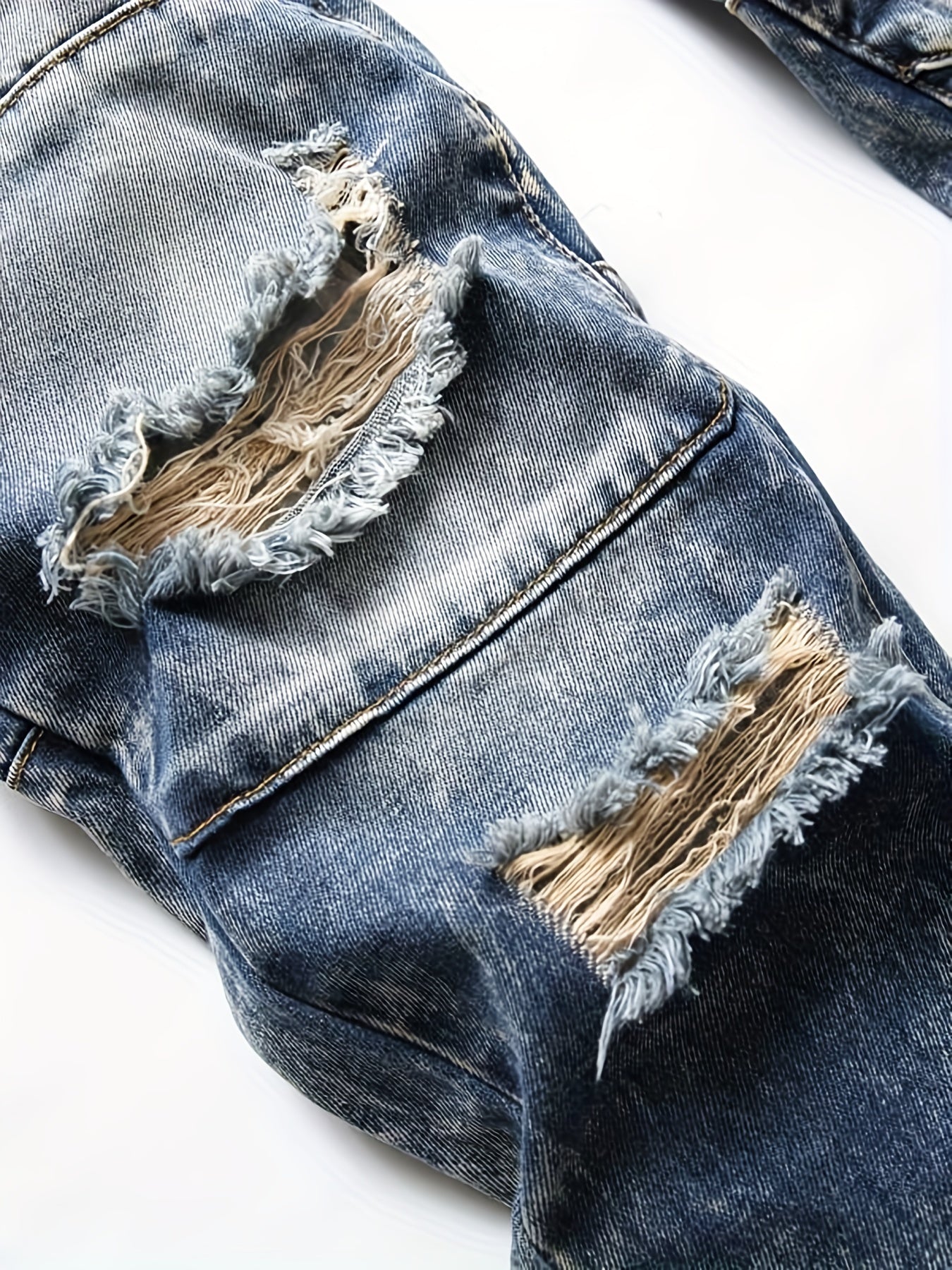 Men's Ripped Jeans Slim Fit Denim Trousers