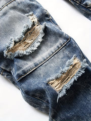 Men's Ripped Jeans Slim Fit Denim Trousers