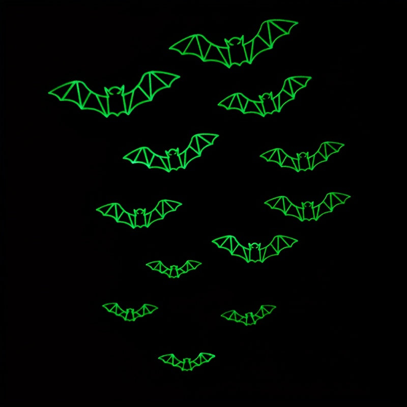 20pcs Luminous 3D Bat Stickers Waterproof Spooky Bats Room Decor
