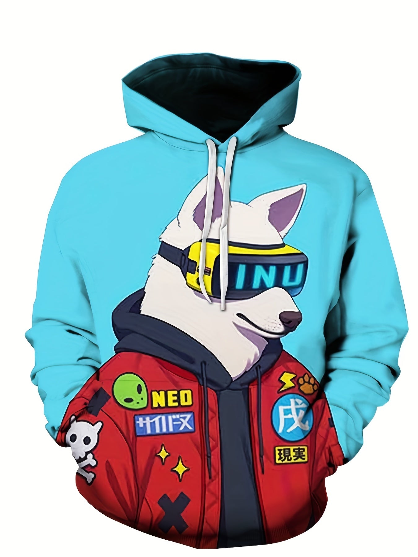 Starry Sky Planet Print Hoodie Men Drawstring Pullover