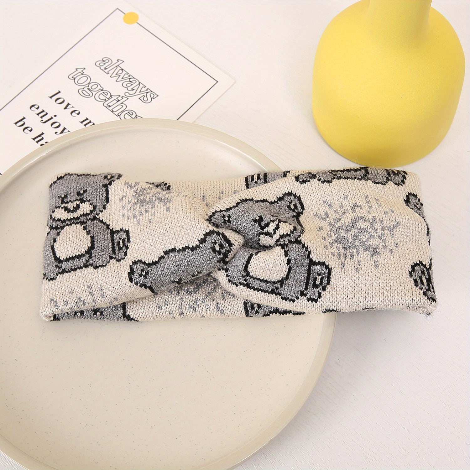 Boho Little Bear Knit Hairband Wide Edge Headband