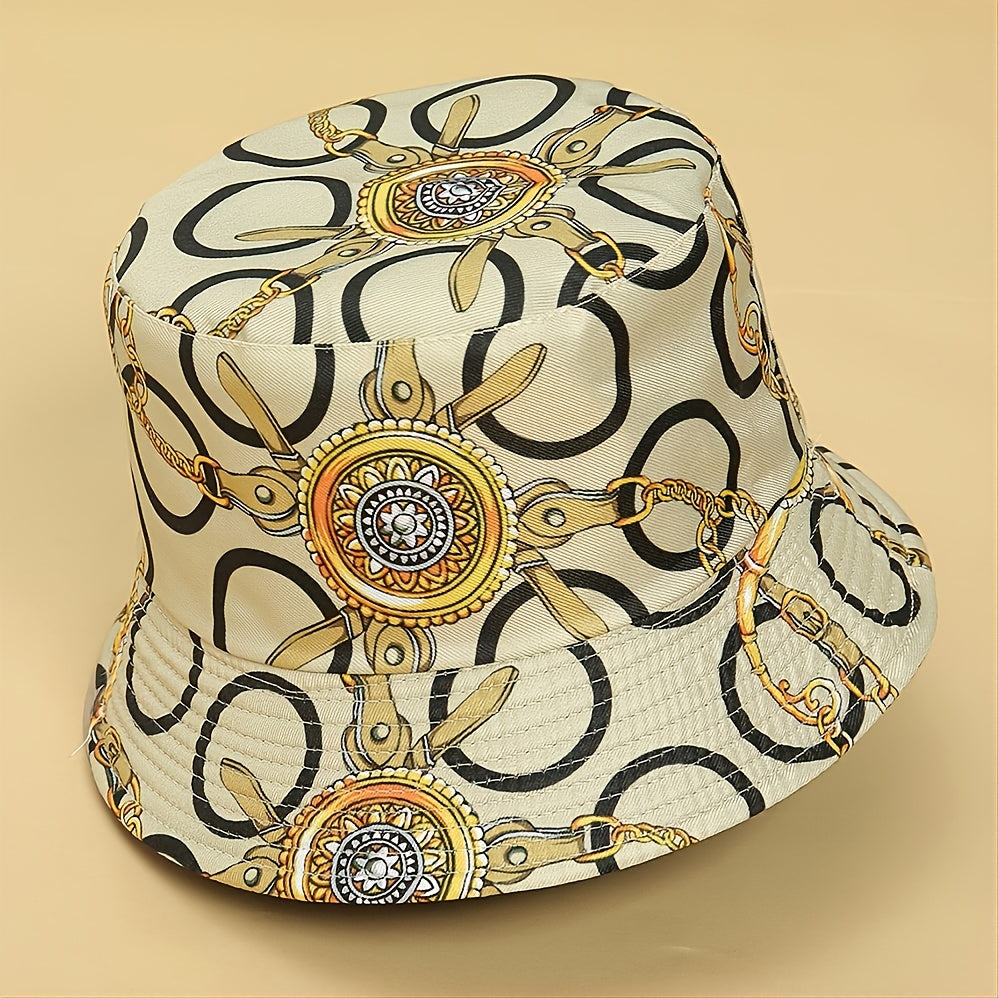 Classic Streetwear Print Windproof Bucket Hat Unisex Outdoor Fishing
