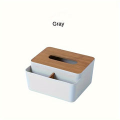 Multifunctional Tissue Box with Wooden Lid