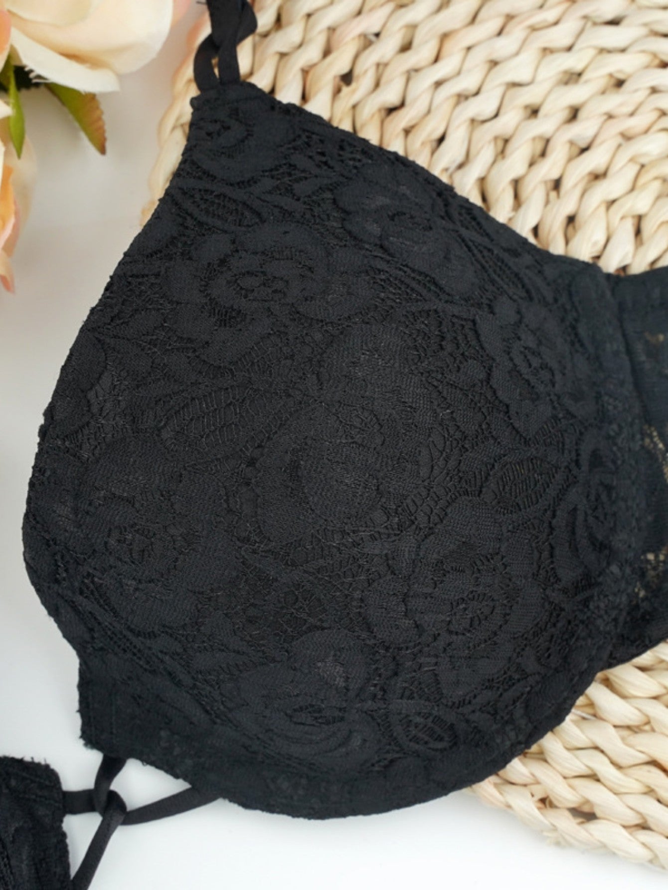 Contrast Lace Push Up Bra Breathable Intimates Lingerie
