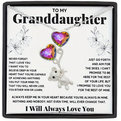 Granddaughter Message Necklace with Cartoon Bear Pendant & Card
