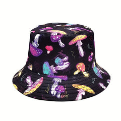 Colorful Mushroom Print Bucket Hat Spring Summer Outdoor Sun Protection Hat