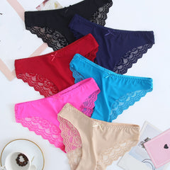 6pcs Mixed Lace Trim Low Waist Panties Pack