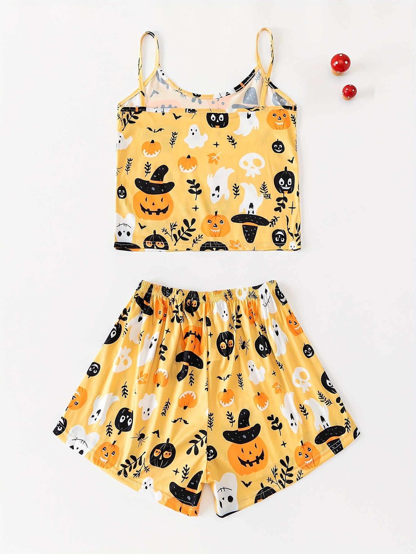 Skull Print Halloween Pajama Set Women's Sleepwear