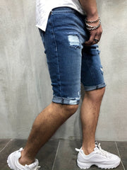 Men's Skinny Fit Ripped Denim Shorts