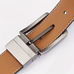 Men's Reversible Genuine Leather Belt with Single Prong Buckle