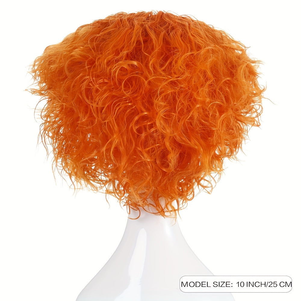 Men's Orange Yellow Wig Halloween Party Cosplay Clown Short Hair