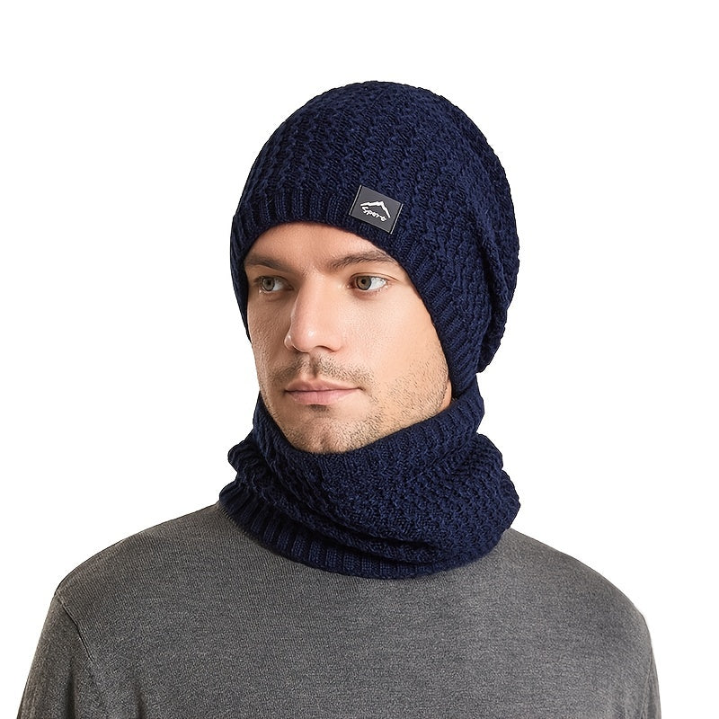 Wool Winter Knit Hat Earmuffs Set for Men and Women