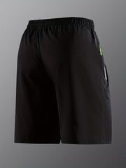 Men's Active Elastic Waist Drawstring Shorts with Zipper Pocket