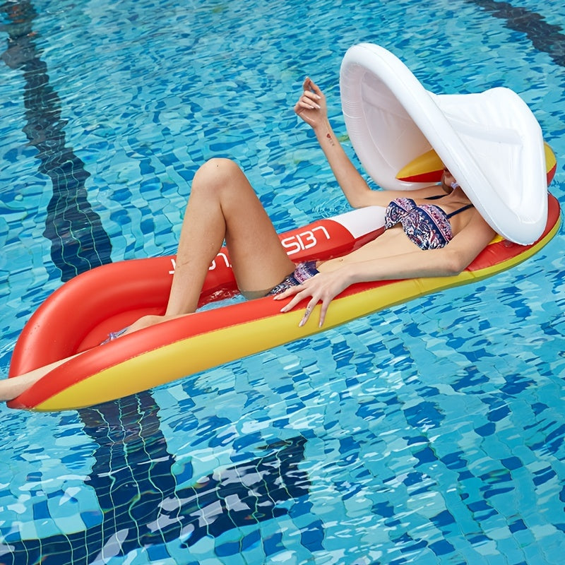 Inflatable Water Deck Chair with Canopy and Backrest