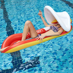 Inflatable Water Deck Chair with Canopy and Backrest